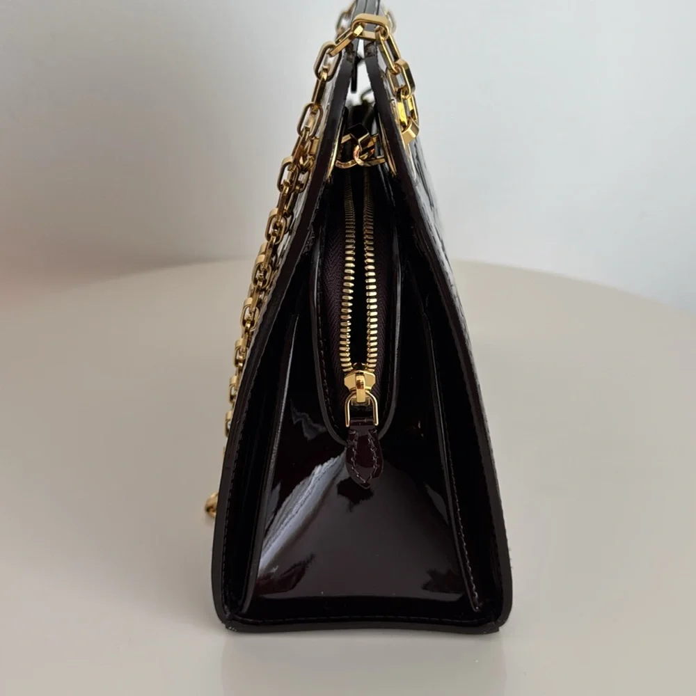 Louis Vuitton *LIKE NEW* Vernis Leather Amarante MM Virginia Bag with Gold Chain - Picture 9 of 16